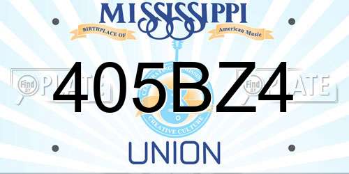 405BZ4 Mississippi License Plate