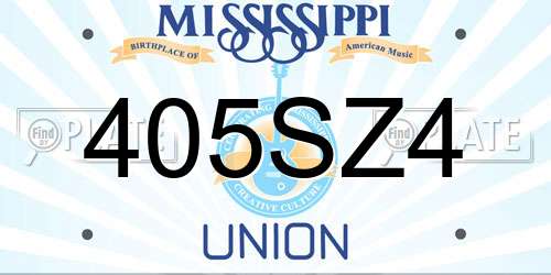 405SZ4 Mississippi License Plate