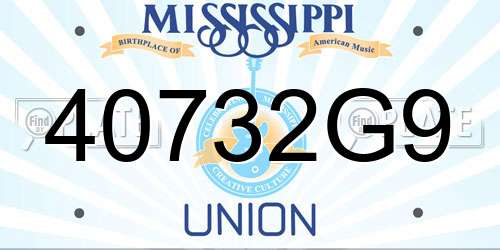 40732G9 Mississippi License Plate