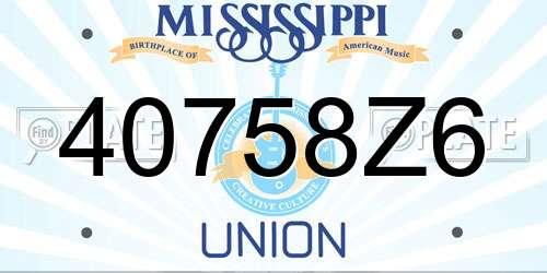 40758Z6 Mississippi License Plate
