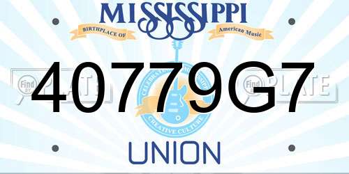 40779G7 Mississippi License Plate