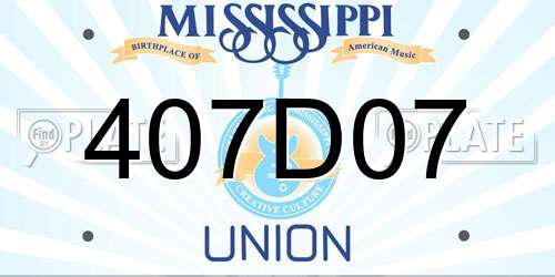 407D07 Mississippi License Plate