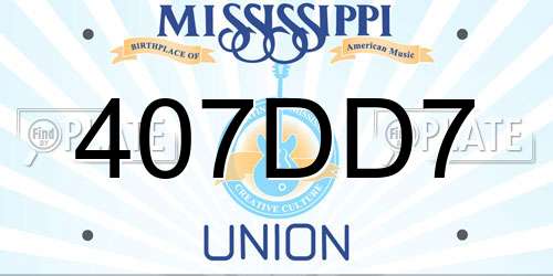407DD7 Mississippi License Plate