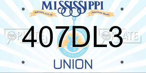 407DL3 Mississippi License Plate