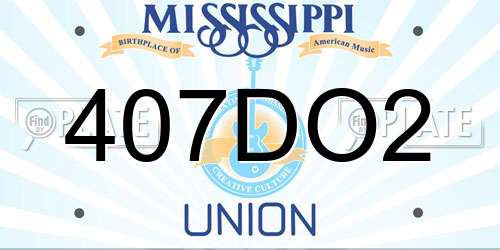 407DO2 Mississippi License Plate