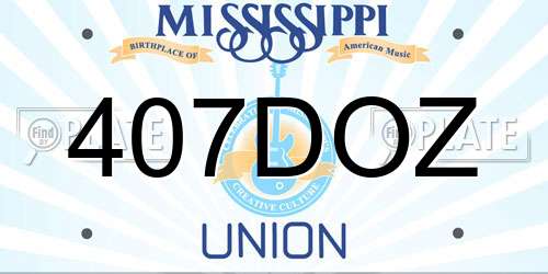 407DOZ Mississippi License Plate