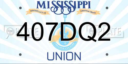 407DQ2 Mississippi License Plate