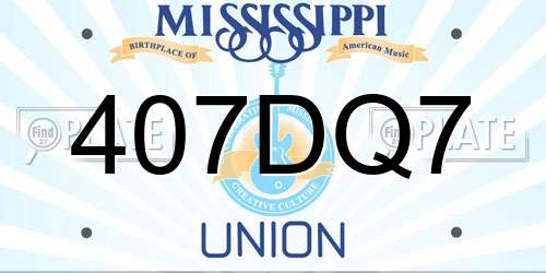 407DQ7 Mississippi License Plate
