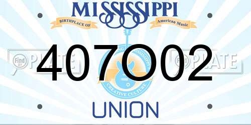 407O02 Mississippi License Plate