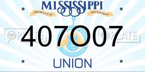 407O07 Mississippi License Plate
