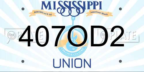 407OD2 Mississippi License Plate