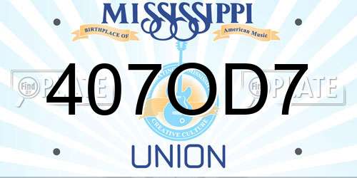 407OD7 Mississippi License Plate