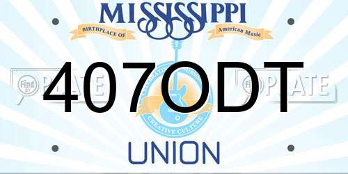 407ODT Mississippi License Plate