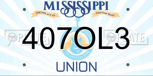 407OL3 Mississippi License Plate