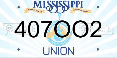 407OO2 Mississippi License Plate