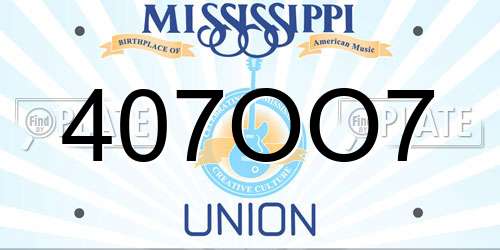 407OO7 Mississippi License Plate