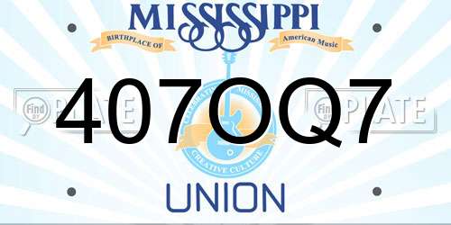 407OQ7 Mississippi License Plate
