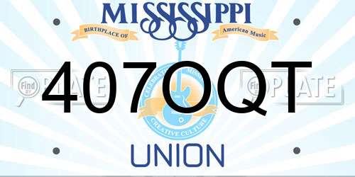407OQT Mississippi License Plate
