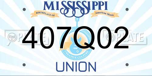 407Q02 Mississippi License Plate