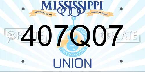 407Q07 Mississippi License Plate
