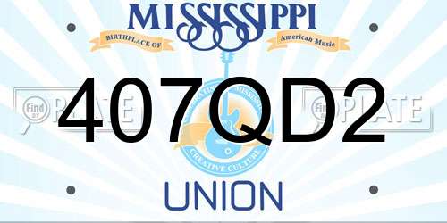 407QD2 Mississippi License Plate