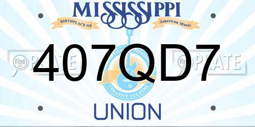 407QD7 Mississippi License Plate