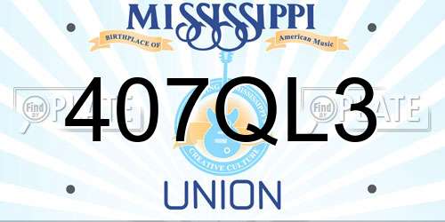 407QL3 Mississippi License Plate