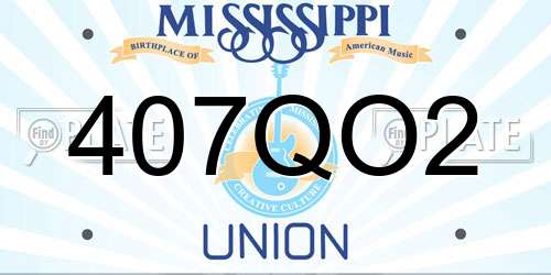 407QO2 Mississippi License Plate