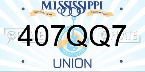407QQ7 Mississippi License Plate
