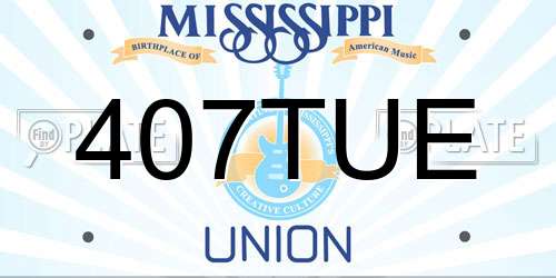 407TUE Mississippi License Plate