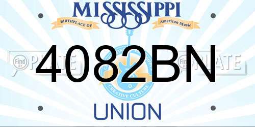 4082BN Mississippi License Plate