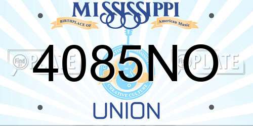4085NO Mississippi License Plate