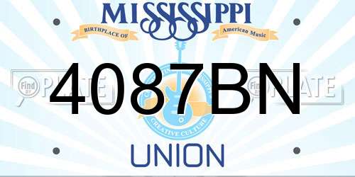 4087BN Mississippi License Plate
