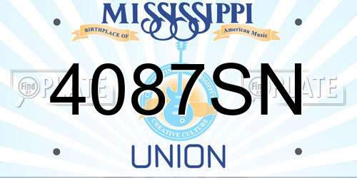 4087SN Mississippi License Plate