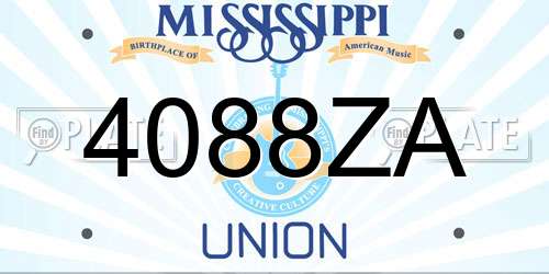 4088ZA Mississippi License Plate