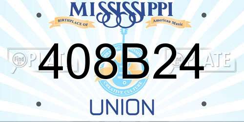 408B24 Mississippi License Plate