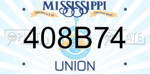 408B74 Mississippi License Plate