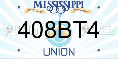 408BT4 Mississippi License Plate