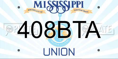 408BTA Mississippi License Plate