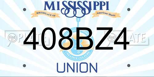 408BZ4 Mississippi License Plate