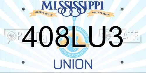 408LU3 Mississippi License Plate