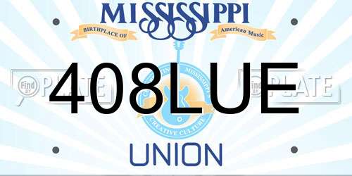 408LUE Mississippi License Plate