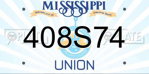 408S74 Mississippi License Plate