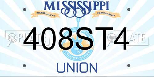 408ST4 Mississippi License Plate