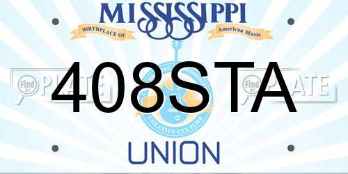 408STA Mississippi License Plate