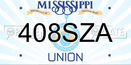 408SZA Mississippi License Plate