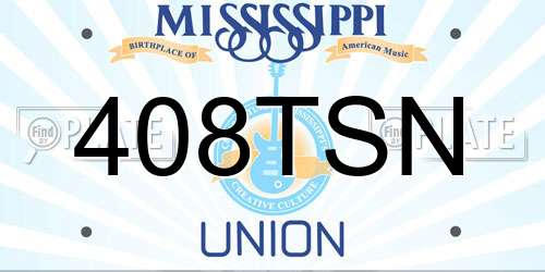 408TSN Mississippi License Plate