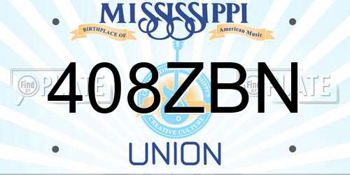 408ZBN Mississippi License Plate