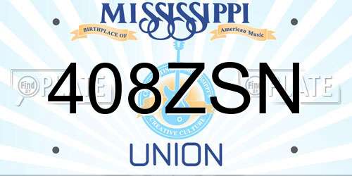 408ZSN Mississippi License Plate