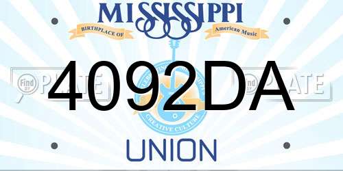 4092DA Mississippi License Plate
